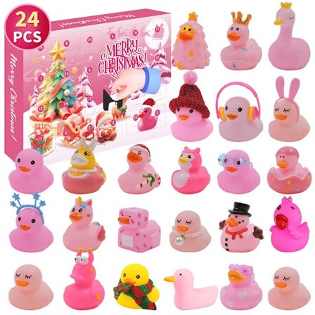 2025 Ankkal Adventskalender - 24-dagers Jule-nedtelling med Bedårende Rosa Gummi And Sett, Morsom Juleoverraskelse for Barn, Festlig[co]
