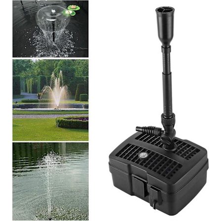 4-i-1 damppumpe med filter, 5 W UV-filter, 1000 l/t, med 10 m strømkabel for fontene og hage - WELLNGS