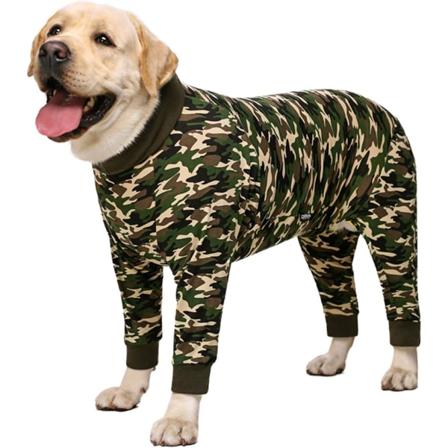Hundeklær, herlige elastiske hundepyjamas soveklær anti-hår støvtett Fou ArmyGreen