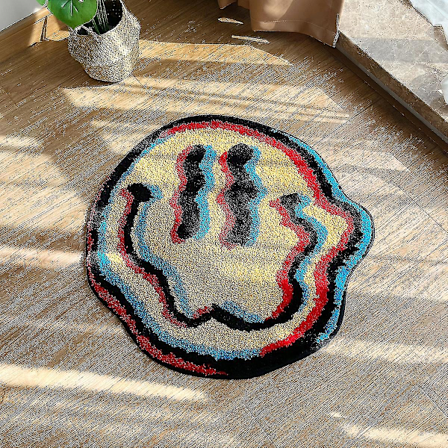Lakea Trippy Smile Tæppe Smilende Ansigt Håndlavet Tæppe Tuftet Smil Tæppe Gave Til Ven Tæpper Til Soveværelse Nørdegave Hjemmeindretning Tæppe