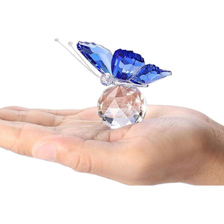 Modergave Blå Sommerfugl Dekoration K9 Krystal Glas Spejl B