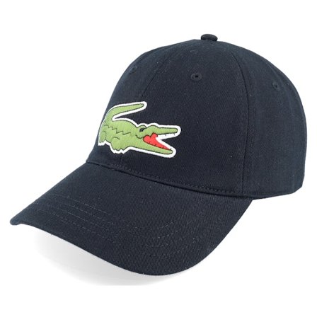 Lacoste - Large Logo Black Dad Cap Unconstructed Black Cap - @ Hatstore