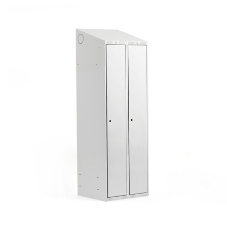 Kleiderspind CLASSIC mit Schrägdach, 2 Module, 1900 x 600 x 550 mm, grau