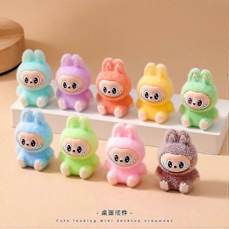 9 st Söta Labubu Action Modell Anime Tecknad Mode DIY Docka Skrivbordsdekoration Dekorativ Lek