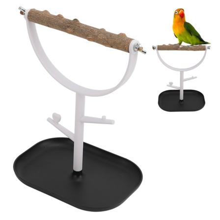 Kannettava lintuteline ulkoilmaan työpöydälle koulutukseen papukaija valkoinen muovinen neliölevy lintuteline