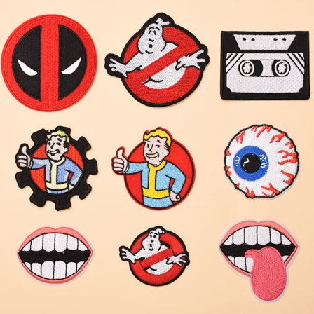 Sæt med 9 stykker blomsterbroderi stryge-på patch, sommerfuglebroderi