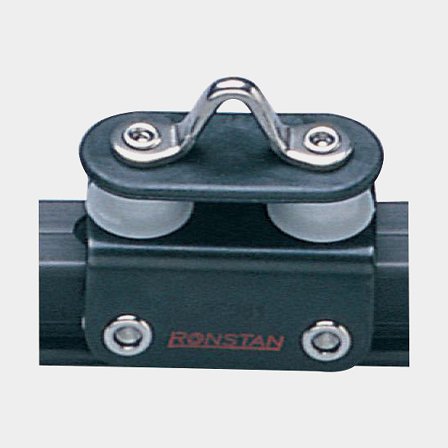 Ronstan storskotvagn med styrblock för 19 mm skena, svart eloxerad aluminium, för jollar och båtar upp till 25 fot