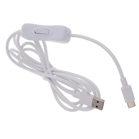 Høyhastighets hvit Type-c USB-kabel med på/av-bryter for telefoner og nettbrett [DB]
