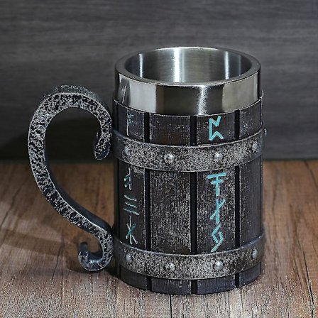 Viking Rune Mug Ølkrus Blackjack Herre Ølkrus
