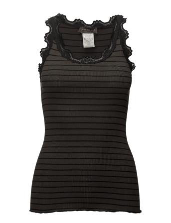 Silk Top W/ Lace T-shirts & Tops Sleeveless Svart Rosemunde*Betinget Tilbud
