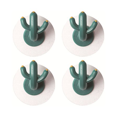 4 stk. Kreative kaktus kroge væg kroge selvklæbende kroge dekoration søde væg kroge håndklæde kroge badeværelse køkken stue punch gratis