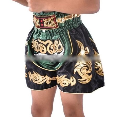 Kort Enfant Muay Thai - Grön - Storlek 12-14 år - 100% Satin Polyester - Boxning Kickboxning