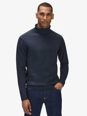 John Henric Men's Marineblauer Rollkragenpullover Elian Size M
