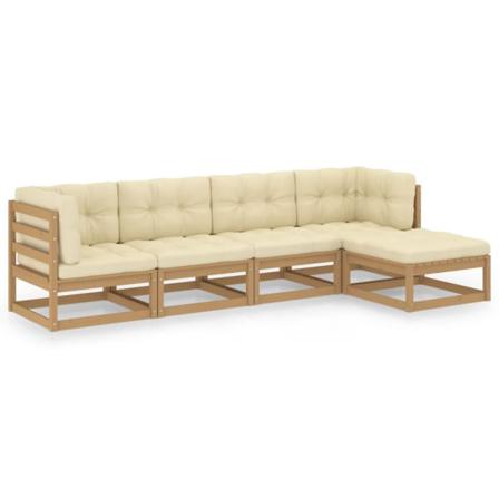 Vidaxl Loungegrupp Med Dynor 5 Delar Massiv Furu Brun