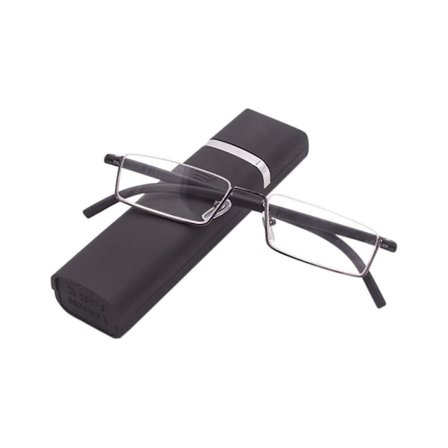 (Sort,+2.0) Læsebriller med Ultralight TR90 Stel Læse Rektangel til Metal Stel Kvinder Mænd E