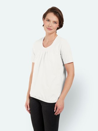 BRANDTEX - Kortærmet T-shirt - Råhvid - Elastik i Taljen