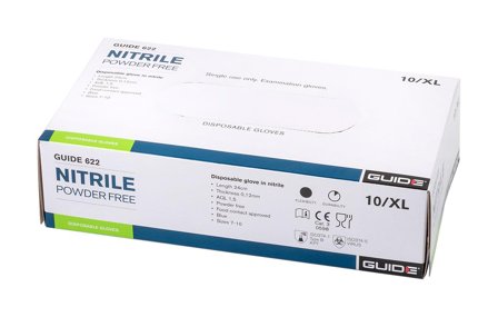 Guide Gloves 622 Kertakäyttökäsineet nitriili, puuteroimaton, elintarvikehyväksytty 7, 100 kpl, Vaatteet