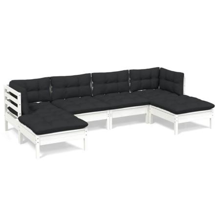 Vidaxl Loungegrupp Med Dynor 6 Delar Vit Massiv Furu Vit