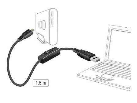 Delock USB-kabel - Micro-USB type B (kun strøm) til USB (kun strøm) - 1.5 m