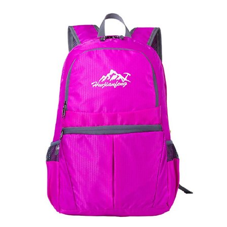 Ultralätt, hopfällbar och packbar ryggsäck för resor, camping, vandring och utomhussporter (ROSE RED)