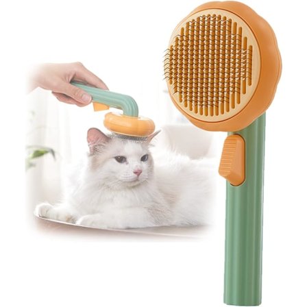 Hundborste, kattborste, pälsvårdsborste, självrengörande slickerborste, pälsvårdsverktyg för lång- eller korthåriga katter, husdjursborste