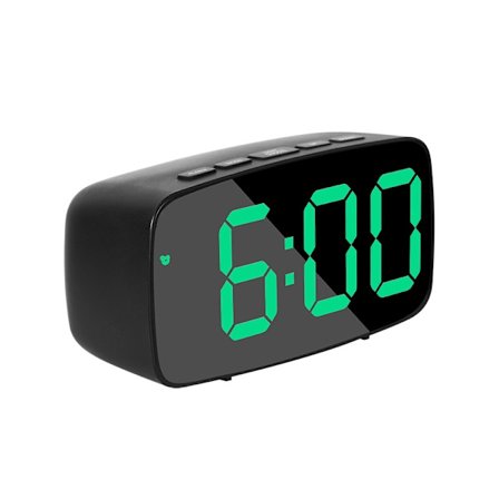 LED Väckarklocka Arc med Gröna Siffror - Svart