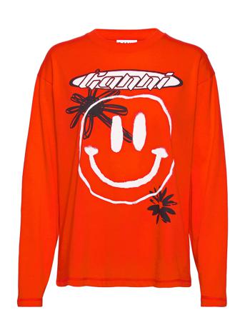 Light Jersey Relaxed Long Sleeve T-Shirt Langærmet T-shirt Orange Ganni
