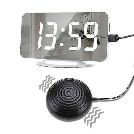 Vibrationsväckarklocka, extra högt alarm för djupsömn, extra stor display för äldre med dubbla alarm
