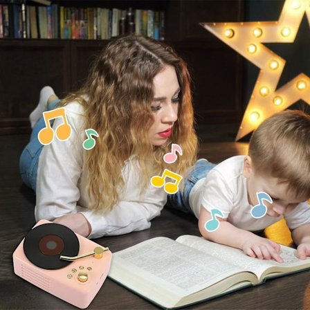 Ny T12 Vintage Svart Lim Wireless Bluetooth Ljud Telefon Dator Graphophone Bluetooth Högtalare(Rosa)