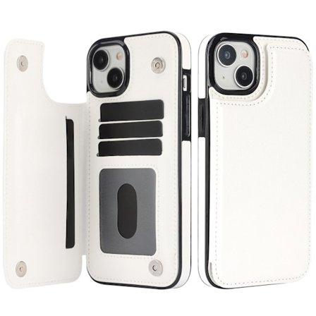 Hållbart läderfodral för iPhone 15 Plus