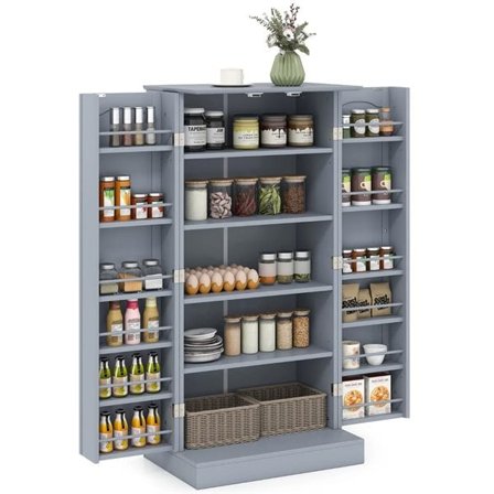 Kjøkkenskafferi med justerbare hyller 120 cm - Grå