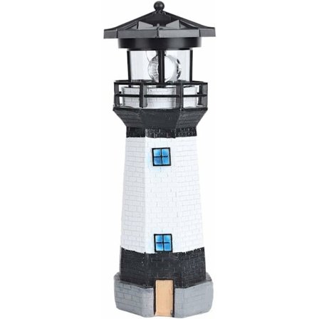 Roterende solcelle-fyrtårn LED-havebelysning, dekorativ landskabslampe