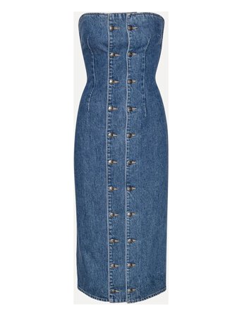 ROTATE Birger Christensen | Denim Button Detail Dress | 38