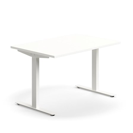 Desk QBUS, straight, 1200x800 mm, T-frame, white frame, white