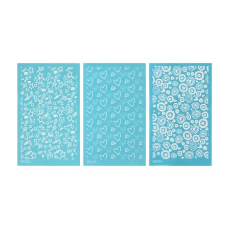 Polymer Clay Silk Screen Stencils DIY Återanvändbar Silkscreen Print Kit för Smycken Clay Örhängen Dekoration 202, 204, 217