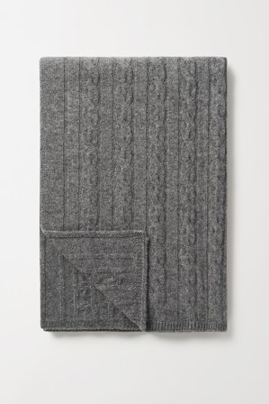 Soft Goat - Cable Knit Scarf - One Size - Grey