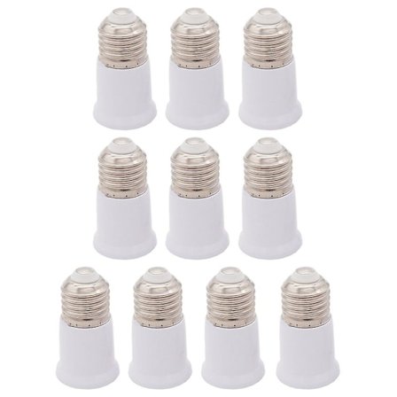 10-pak E27 til E27 LED-pæreforlenger fleksibel pæreforlengelsesadapter (6.50X3.60X3.60CM, hvit)