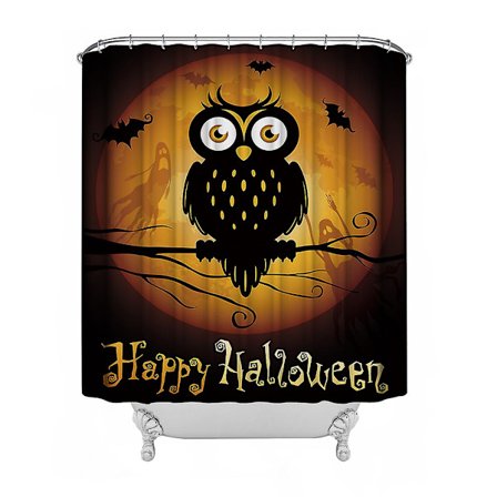 Suihkuverho, Halloween-suihkuverho, Halloween-kylpyhuoneen suihkuverho koukuilla 180 x 180 cm, Halloween-sisustus, vedenpitävä kylpyhuoneen jakaja