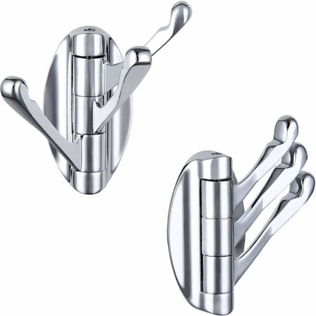 2 stk. krom håndklædekrog, metal drejelig foldbar badeværelseskrog, håndklædeholder, kraftig tøj krog til badeværelse væg rack