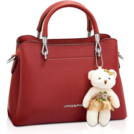 Damer Crossbody Mode Topphandtag Väskor Dam Axelväskor PU Läder Satchel Väska Flickor Messenger Väskor Plånböcker Handväska med Björnhänge