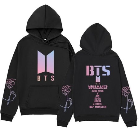 Bts unisex huppari Casual huppari Cosplay takki topp musta Black XS