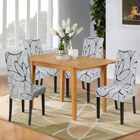 Stretchy Stoltrekk Sett med 4 Spisestoltrekk Universal Vaskbar Moderne Trekk Stoltrekk for Spisestue Dekor Restaurant Hotell Bukett, Grå