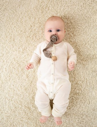 Smallstuff Night Suit, Denim Melange Drop Needle, Merino Wool - Cream - 68