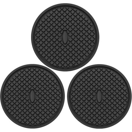 3-pak Silikoneunderlag til Drikkevarer, Tykke Sorte Underlag med Dyb Rumdesign, Vaskbart Varmebestandigt
