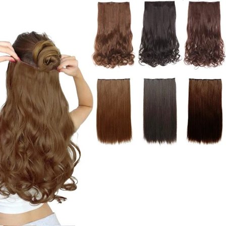 Clip-on Hiustenpidennykset - Kihara & Suora Hiukset - 70 cm Tummanruskea DarkBrown one size[CO]