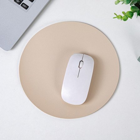 Rund musmatta i läder enfärgad liten datorskrivbordsmatta liten fräsch tjej tangentbord spel