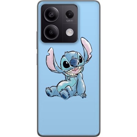 Kompatibelt Mobildeksel til Xiaomi Redmi Note 13 Håndtegnet illustrasjon av sittende Stitch mot lysblå ensfarget bakgrunn