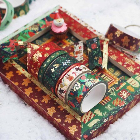 21 ruller jule-washi-tape-sett, tynt gullmaskeringstape, dekorativt for kunst, DIY-håndverk, bullet journal-utstyr, planleggere, utklippsbøker, kort/