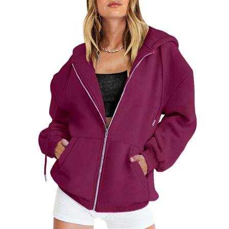 Sød hættetrøje til teenagere, efterårsjakke i overstørrelse, sweatshirt med snøre, Y2k hættetrøje med lommer, lilla purple 5XL
