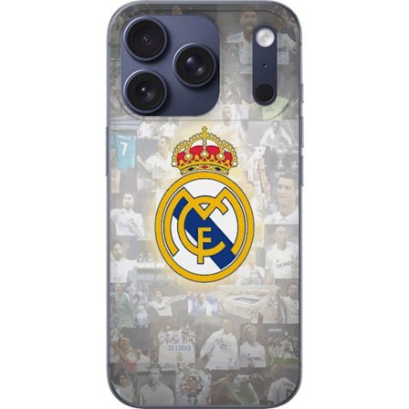 Yhteensopiva Puhelinkuori Apple iPhone 17 Pro Real Madrid Emblem Fotboll Klubbmärke Vit Guld Design